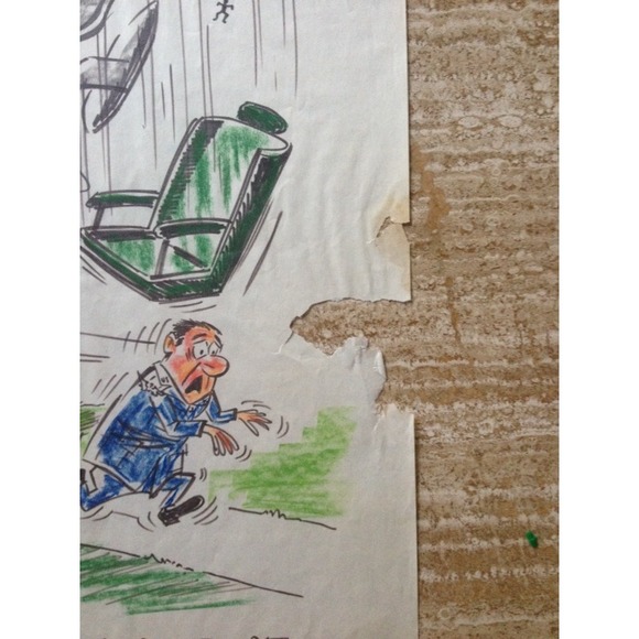 Original WWII Vietnam Military Cartoon, Air Force Art Humor Officers - Picture 2 of 7